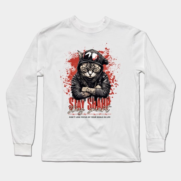 Stay Sharp, stay smart cat Long Sleeve T-Shirt by Richardramirez82